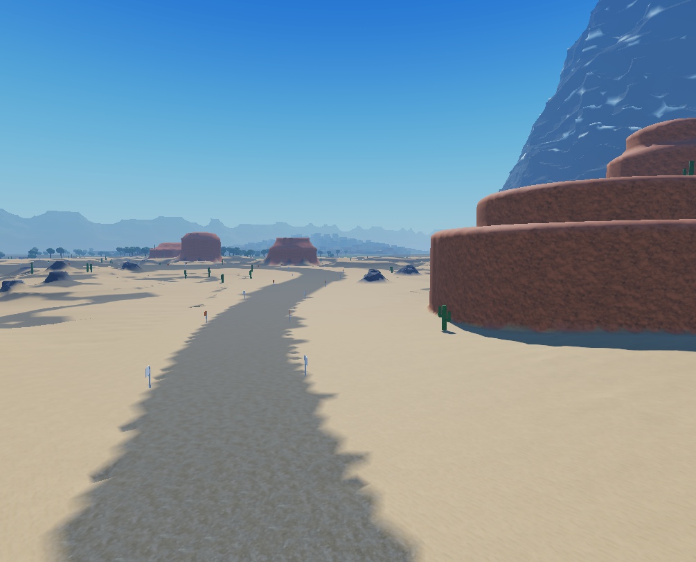 Desert trail with red mesas